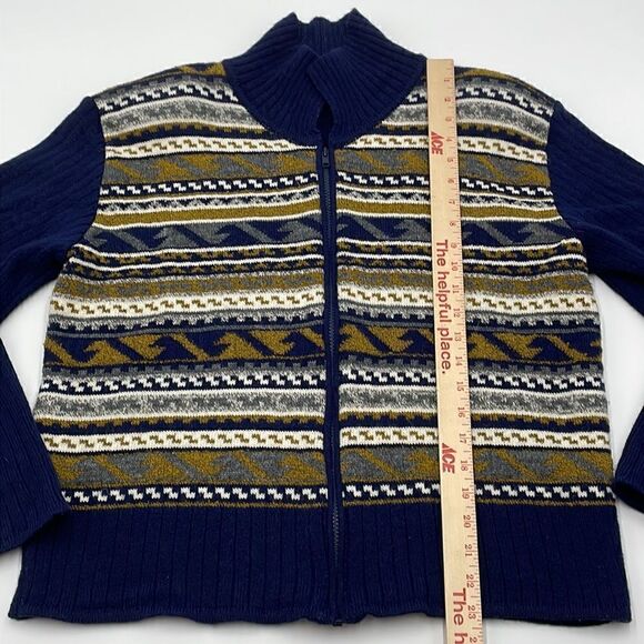 Navy blue patterned zip up mayfra sweaters sweater - Picture 5 of 8